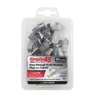 CONNECTOR PROSERIES CAT5E STP(BLUE TINPASS THRU SHIELDED-CAT5E (INTERNAL GROUND) WITH CAP45  50PC