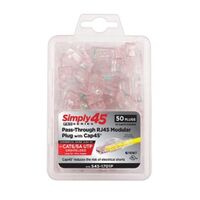 CONNECTOR PROSERIES PASS THROUGH (RED TINT) HI/LO STAGGER - CAT6/6A UTP WITH CAP45 - 50PC CLAMSHELL