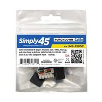 KEYSTONE JACK CAT5E UTP 90DEG BLACK/110 STYLE/DUST COVER/IDC CAP/UL/6-COLOR SNAP-ON ID BARS-25PK