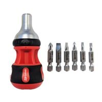 SCREWDRIVER 7-IN-1 MULTI BIT RATCHETING SCREWDRIVER - 4.5" STUBBY - 1 EA. BLISTER PACK