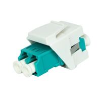 KEYSTONE JACK DUPLEX LC/PC TO LC/PC AQUA MULTIMODE FIBER OPTIC OM3/4 WHITE