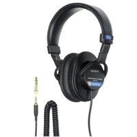 HEADPHONES PRO STUDIO WIRED FOLDING CARRY PUCH GOLD-PLATED UNIMATCH 3.5MM/6.3MM ADPTR-BLACK