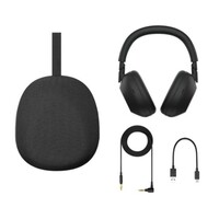 HEADPHONES WIRELESS OR WIRED WITH MIC FULL SIZE NOISE CANCELING-BLACK