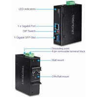 CONVERTER HARDENED INDUSTRIAL 100/1000BASE-T TO SFP MEDIA