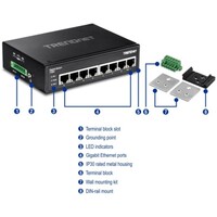 SWITCH 8-PORT HARDENED INDUSTRIAL GIGABIT