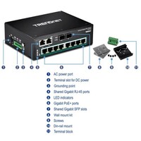 SWITCH 10-PORT HARDENED INDUSTRIAL GIGABIT POE+ DIN-RAIL