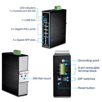 SWITCH 12-PORT HARDENED INDUSTRIAL GIGABIT POE+ LAYER 2+ MANAGED DIN-RAIL