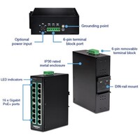 SWITCH 16-PORT HARDENED INDUSTRIAL GIGABIT POE+ DIN-RAIL