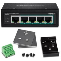 SWITCH 5-PORT INDUSTRIAL GIGABIT POE + DIN-RAIL