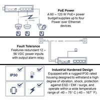 SWITCH 6-PORT HARDENED INDUSTRIAL GIGABIT POE+  /W 2 SFP