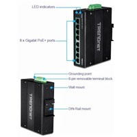 SWITCH 8-PORT INDUSTRIAL GIGABIT POE+ DIN-RAIL SWITCH (24 - 56V)