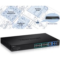 SWITCH 16-PORT GIGABIT WEB SMART POE+  W/ 2 SHARED MINI-GBIC SLOTS  (16 POE+, 2SFP)