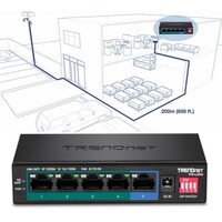 SWITCH 4 POE+ GIGABIT AND 1 GIGABIT NON POE LONG RANGE