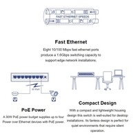 SWITCH 8-PORT (4 10/100/ 4 POE) POE