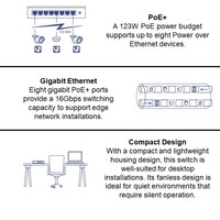 SWITCH 8-PORT GIGABIT GREENNET POE+