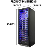 WINE COOLER 141 BOTTLES BLACK BODY, STAINLESS STEEL DOOR (LEFT HINGE) SINGLE-ZONE 3 COLOR BACKLIT LI