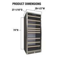 WINE COOLER 173 BOTTLES BLACK BODY, STAINLESS STEEL DOOR SINGLE-ZONE, WHITE BACKLIT LIGHTING