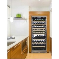 WINE COOLER 173 BOTTLES BLACK BODY, STAINLESS STEEL DOOR SINGLE-ZONE, WHITE BACKLIT LIGHTING