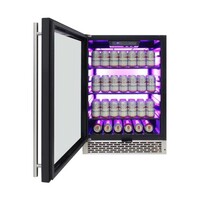 BEVERAGE COOLER 117 CANS BLACK BODY, STAINLESS STEEL DOOR (LEFT HINGE) 3 COLOR BACKLIT LIGHTING COMM