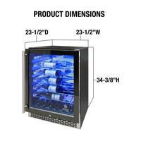 WINE COOLER 54 BOTTLES BLACK BODY, STAINLESS STEEL DOOR 3 COLOR BACKLIT LIGHTING