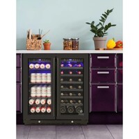 BEVERAGE COOLER 33 BOTTLES/101 CANS BLACK WINE & BEVERAGE DUAL-ZONE 2 DOOR COOLER