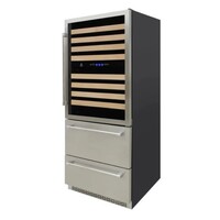 WINE COOLER 135 BOTTLE STAINLESS TRIPLE-ZONE WITH 2 BOTTOM DRAWERS
