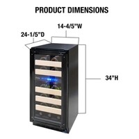 WINE COOLER 15" 28 BOTTLES PANEL-READY DUAL-ZONE