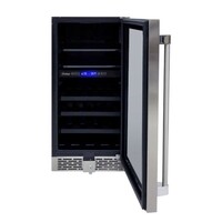 WINE COOLER 15" GLASS STAINLESS FRAME OUTDOOR DUAL ZONE REVERSIBLE DOOR SAFETY LOCK