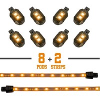 MOTORCYCLE KIT AMBER - 8XPOD + 2X8"STRIPS SINGLE COLOR XKGLOW LED ACCENT LIGHT