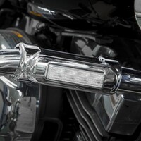 MOTORCYCLE DRIVING LIGHTS HIGHWAY BAR SWITCHBACK DRL TURNSIGNAL - CHROME