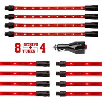 LIGHT CAR/TRUCK ACCENT KIT RED - 8X24" TUBE + 4X8" STRIP SINGLE COLOR XKGLOW UNDERGLOW LED