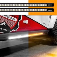 LIGHT 2 X 48IN WHITE + AMBER JEEP & TRUCK RUNNING BOARD LIGHT WITH TURN SIGNAL