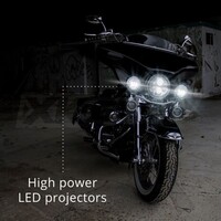 MOTORCYCLE LIGHTS BLACK 2PC. DRIVING LIGHTS WITH AMBER HALO