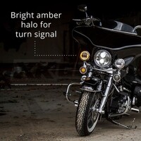 MOTORCYCLE LIGHTS BLACK 2PC. DRIVING LIGHTS WITH AMBER HALO