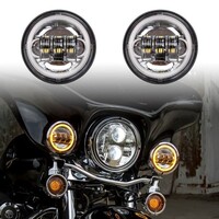 MOTORCYCLE LIGHTS CHROME 2PC. LIGHTS WITH AMBER HALO