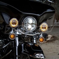 MOTORCYCLE LIGHTS CHROME 2PC. LIGHTS WITH AMBER HALO